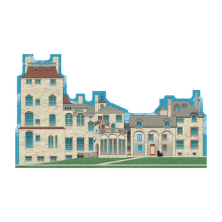 3/4" thick wooden replica of Fonthill on white background
