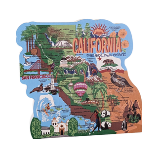 3/4" thick wooden souvenir of California map