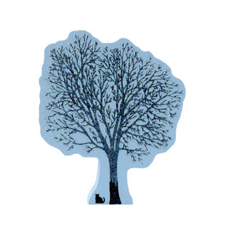 3/4" thick wooden replica with an illustration of a Tree with a blue background