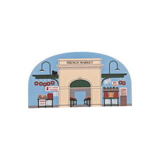 3/4" thick wooden illustration of a French market