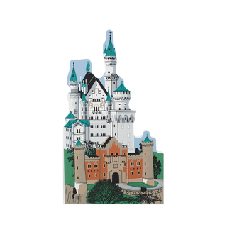 3/4" thick wooden replica with an Illustration of a Colorful model of a castle on a white background