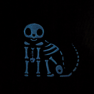Glowing blue skeleton outline on a black background