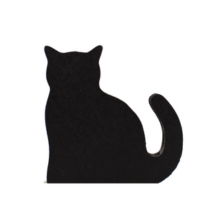 3/4" thick wooden Black silhouette of a cat on a white background