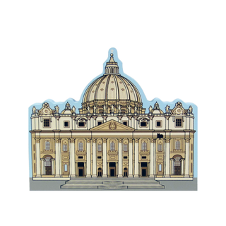 3/4" thick wooden cutout of  a large domed building with architectural details on a white background