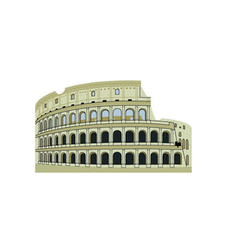 3/4" thick wooden cutout of  the Colosseum in Rome, showing its architectural details.