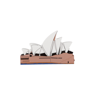 3/4" thick wooden illustration of the Sydney Opera House on a white background