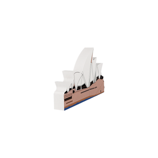 3/4" thick wooden illustration of the Sydney Opera House on a white background