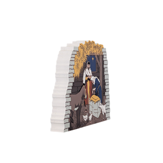 3/4" thick wooden illustration of a nativity scene on a white background