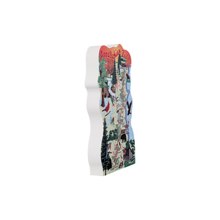 3/4" thick wooden illustration of a Map of the Appalachian Trail with scenic illustrations on a white background