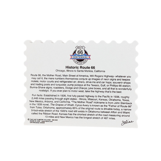 3/4" thick wood Historic Route 66 informational text and Route 66 logo on a white background