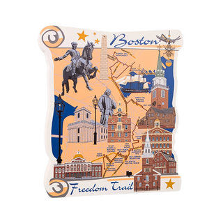 3/4" thick wooden illustration of the Boston Freedom Trail on a white background