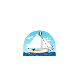 3/4" thick wooden Sailboat with a blue sky and white clouds in an arch-shaped frame on a white background.