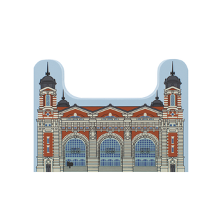 3/4" thick wooden Illustration of a large, ornate building with multiple arches and domes on a light blue background.