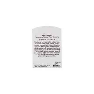 Back of a product with a Yellowstone National Park with text and coordinates.