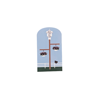 3/4" thick model of hanging baskets on a light blue background