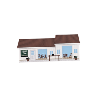 3/4 thick wooden model of an amish woodworking shop. 