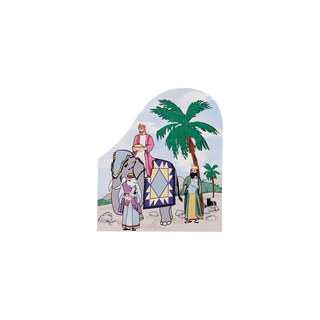 3/4" thick wooden illustration of a three wisemen scene on a white background