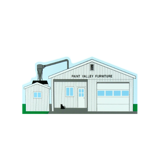 3/4" wooden cut out replica of a furniture factory
