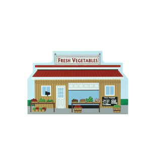 3/4" wooden cut out replica of a fresh vegetable stand 