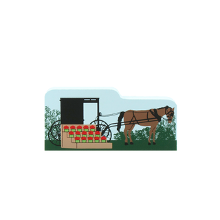3/4" wooden replica of an amish buggy with flowers for sale 