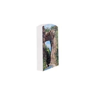 3/4" thick wooden illustration of a natural bridge on a white background.