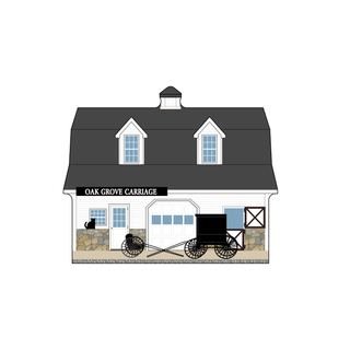 3/4" wooden cut out replica of an amish carriage shop