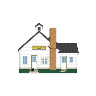 3/4" wooden cut out replica of an amish school called north bunker hill school