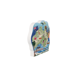 3/4" thick wooden illustration of a map of Australia on a white background