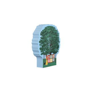 3/4" thick wooden illustration of a tree and quilt