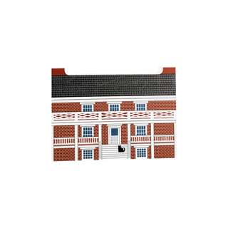 3/4" thick wooden illustration of a brick house on a white background