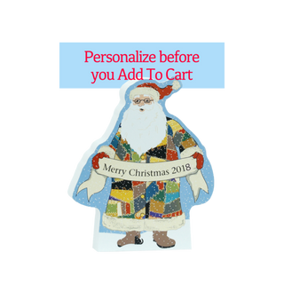 3/4" thick wooden illustration of an example to personalize a Santa wearing a quilted coat