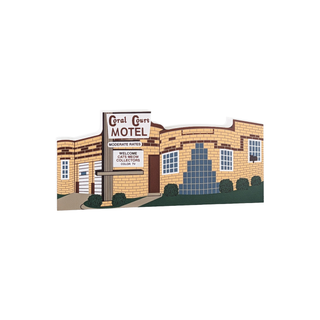 3/4" thick Illustration of Coral Court Motel with a sign on a white background