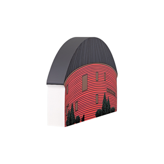 3/4" thick Black and red barn model with a design on a white background