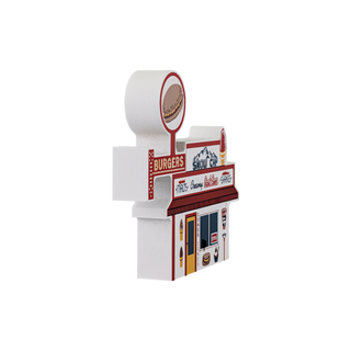 3/4" thick Model of a burger restaurant with signage on a white background