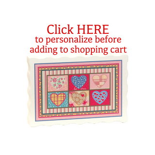 3/4" thick wooden illustration of a heart quilt on a white background