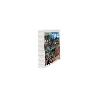 3/4" wooden replica with an illustration of of a Postcard with scenic views and activities on Skyline Drive, featuring text 'Experience Skyline Drive'.