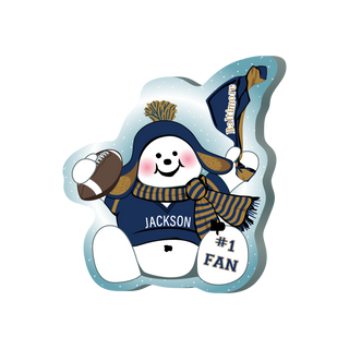 cartoon Snowman with baltimore sports-themed accessories on a white background