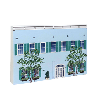 3/4" thick wooden small model of a blue house