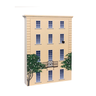 3/4" thick wooden Model of a building with multiple windows and balconies