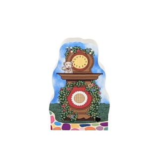 3/4" thick wooden cutout Decorative clock with dogs on a colorful background