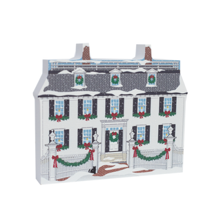 3/4" thick wooden  replica of Ropes Mansion decorated for Christmas