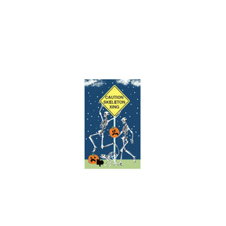 Halloween-themed 3/4" thick wooden model with skeletons and a 'Caution Skeleton Xing' sign on a blue background.