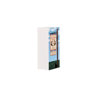 3/4" wooden replica with an illustration of a sign with a scenic background on a white background