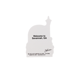 back of product with welcome to savannah, GA on it in black text on a white background 