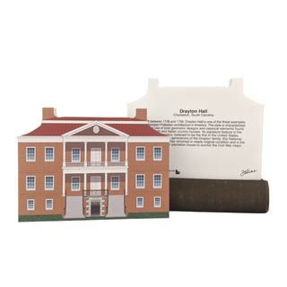 3/4" thick wooden Model of a building and a back model with text on a white background