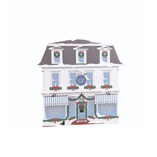 3/4" thick wooden illustration of a country store on a white background