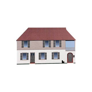 3/4" thick wooden illustration of a historic house