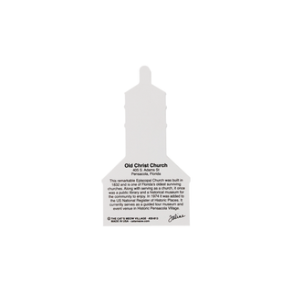 back of product with black text on a white background about the old christ church