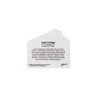 back of product about Julie's Cottage with text on a white background