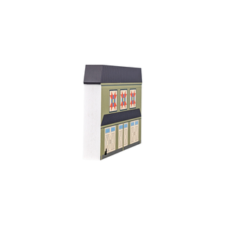 3/4" thick wooden illustration of a barn with quilt-style design on the side